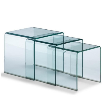  - Nest Triptychon transparente Couchtische 34x34x34-38x38x38-42x42x42 cm