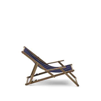 Vilara Klappbare Outdoor-Hängematte in Blau und Beige gestreift, aus 100 % FSC-zertifiziertem Akazienholz