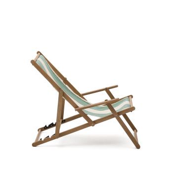 Vilara grün und beige gestreifte Outdoor-Klapphängematte aus massivem FSC 100% Akazienholz