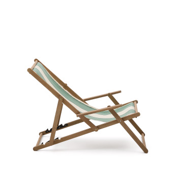 Vilara grün und beige gestreifte Outdoor-Klapphängematte aus massivem FSC 100% Akazienholz