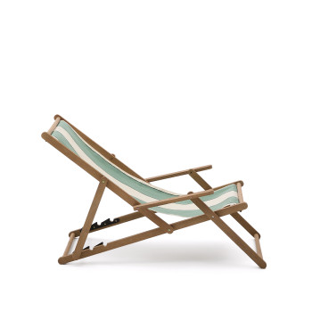 Vilara grün und beige gestreifte Outdoor-Klapphängematte aus massivem FSC 100% Akazienholz