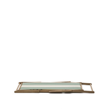 Vilara grün und beige gestreifte Outdoor-Klapphängematte aus massivem FSC 100% Akazienholz