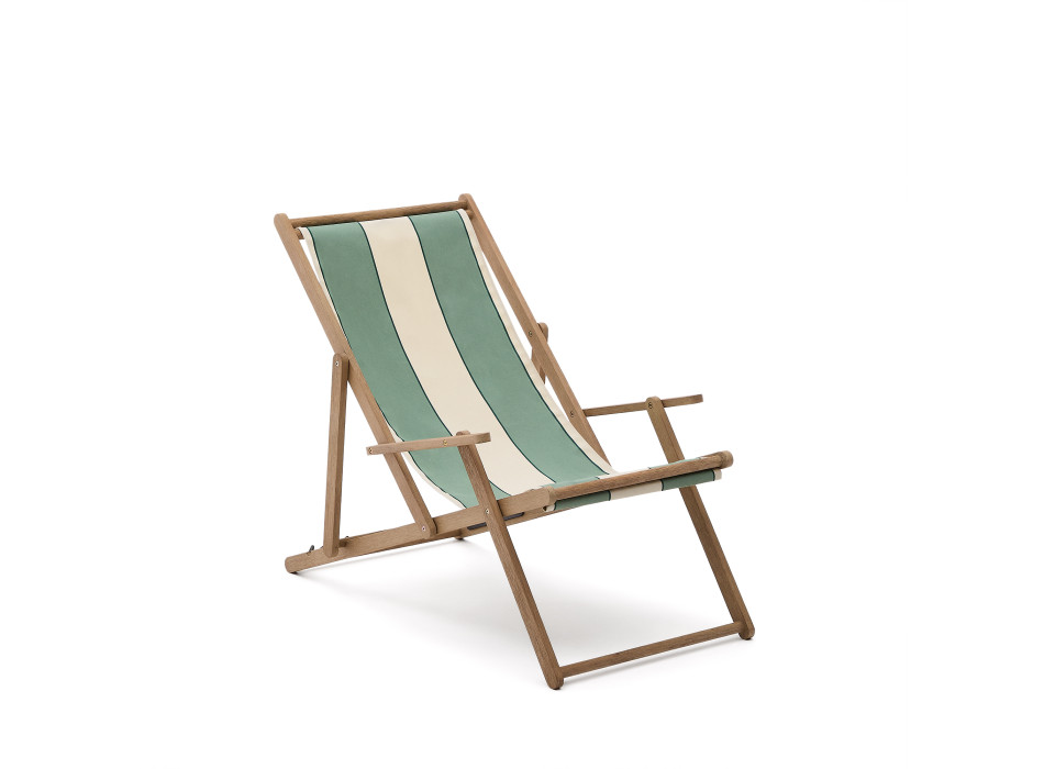 Vilara grün und beige gestreifte Outdoor-Klapphängematte aus massivem FSC 100% Akazienholz