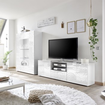 MIRO 181x57x43 cm 2-türiger TV-Ständer mit 1 Schublade, weiß