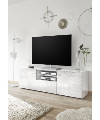 MIRO 181x57x43 cm 2-türiger TV-Ständer mit 1 Schublade, weiß