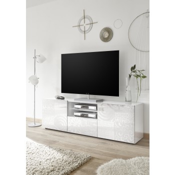 MIRO 181x57x43 cm 2-türiger TV-Ständer mit 1 Schublade, weiß