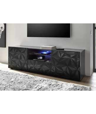 PRISMA TV-Ständer mit 2 Türen und 1 Schublade, Farbe Schwarz