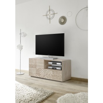 Kleiner TV-Ständer 1 Tür 1 Schublade MIRO 121x42x57 cm Eichenfarbe
