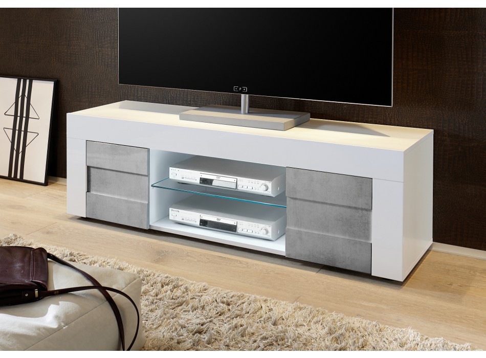 EASY 138x41,4x43,6 cm 2-türiger kleiner TV-Unterschrank in Betonfarbe