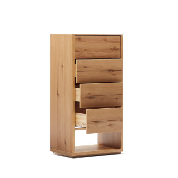 Alguema Kommode mit 4 Schubladen, Eichenfurnier, Naturfinish, 60 x 120 cm
