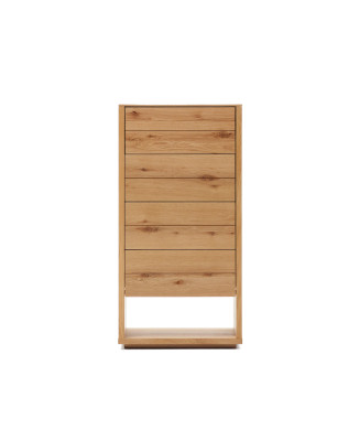 Alguema Kommode mit 4 Schubladen, Eichenfurnier, Naturfinish, 60 x 120 cm