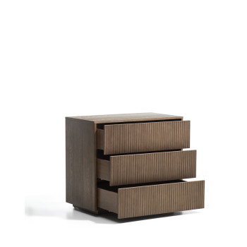 Helvine Kommode mit 3 Schubladen, Eschenfurnier mit Walnuss-Finish, 90 x 78 cm, FSC 100 %