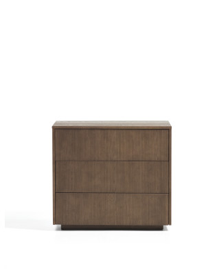 Helvine Kommode mit 3 Schubladen, Eschenfurnier mit Walnuss-Finish, 90 x 78 cm, FSC 100 %