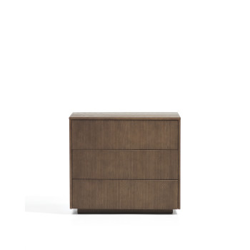 Helvine Kommode mit 3 Schubladen, Eschenfurnier mit Walnuss-Finish, 90 x 78 cm, FSC 100 %