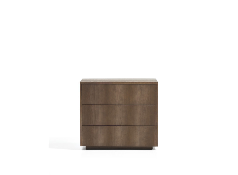 Helvine Kommode mit 3 Schubladen, Eschenfurnier mit Walnuss-Finish, 90 x 78 cm, FSC 100 %