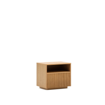 Helvine Nachttisch mit einer Schublade, Eichenfurnier, 60 x 52 cm, FSC 100 %