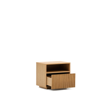 Helvine Nachttisch mit einer Schublade, Eichenfurnier, 60 x 52 cm, FSC 100 %