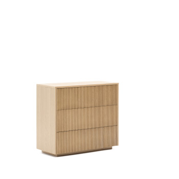 Helvine Nachttisch mit 3 Schubladen, Eichenfurnier, 90 x 78 cm, FSC 100%