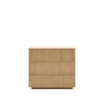 Helvine Nachttisch mit 3 Schubladen, Eichenfurnier, 90 x 78 cm, FSC 100%