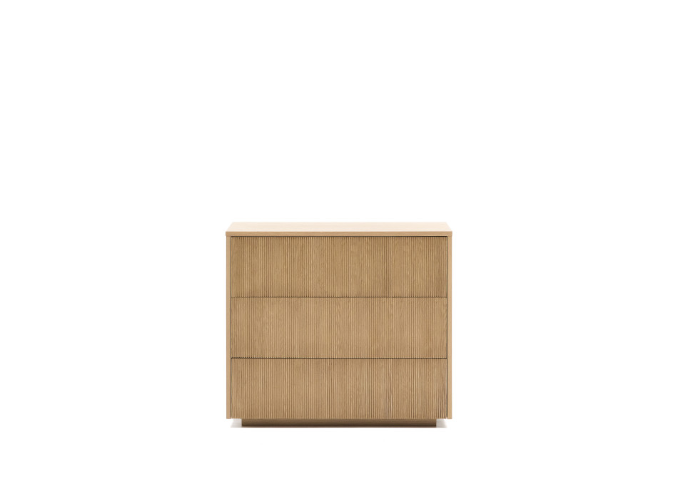 Helvine Nachttisch mit 3 Schubladen, Eichenfurnier, 90 x 78 cm, FSC 100%