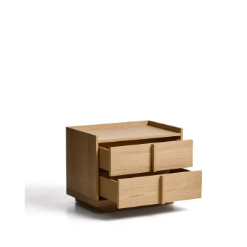 Onix Nachttisch mit 2 Schubladen, Eichenfurnier, naturbelassen, 60 x 47 cm, FSC Mix-zertifiziert