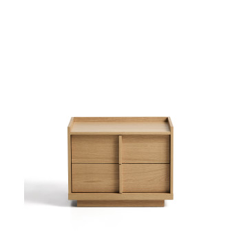 Onix Nachttisch mit 2 Schubladen, Eichenfurnier, naturbelassen, 60 x 47 cm, FSC Mix-zertifiziert