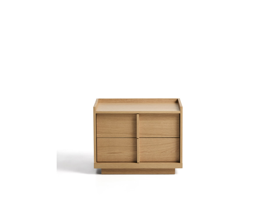 Onix Nachttisch mit 2 Schubladen, Eichenfurnier, naturbelassen, 60 x 47 cm, FSC Mix-zertifiziert