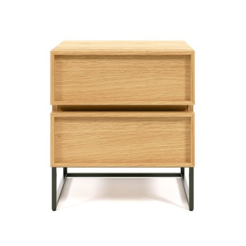 Taiana Nachttisch 45 x 51 cm mit Eichenfurnier, Stahl und schwarzem Finish
