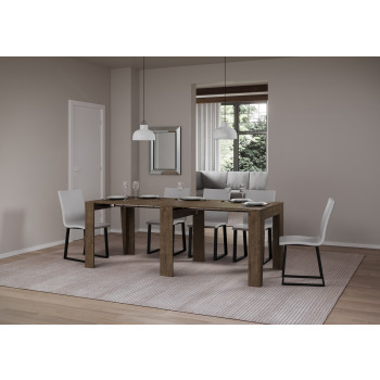 Anea Konsole - Ausziehbare Konsole 90x25/211 cm Anea Weiße Esche mit internen Erweiterungen