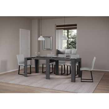 Anea Konsole - Ausziehbare Konsole 90x25/211 cm Anea Weiße Esche mit internen Erweiterungen