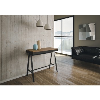 Banco Evolution Konsole mit anthrazitfarbenem Rahmen - Ausziehbare Konsole 90x40/196 cm Banco Small Evolution Natureiche mit anthrazitfarbenem Rahmen