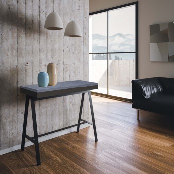 Banco Evolution Konsole mit anthrazitfarbenem Rahmen - Ausziehbare Konsole 90x40/196 cm Banco Small Evolution Natureiche mit anthrazitfarbenem Rahmen