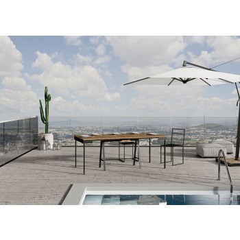 Konsole Banco Evolution mit anthrazitfarbenem Rahmen - Ausziehbare Konsole 90x40/290 cm Banco Evolution gebeizte Tanne mit anthrazitfarbenem Rahmen