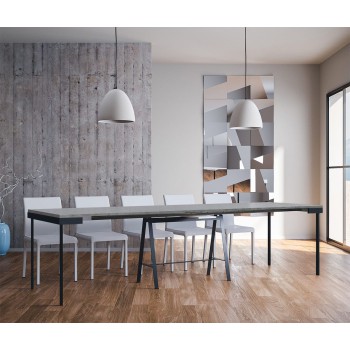 Konsole Banco Evolution mit anthrazitfarbenem Rahmen - Ausziehbare Konsole 90x40/300 cm Banco Evolution in Natureiche mit anthrazitfarbenem Rahmen