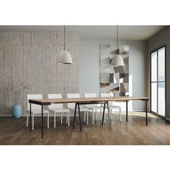 Banco Evolution Konsole mit anthrazitfarbenem Rahmen - Ausziehbare Konsole 90x40/300 cm Banco Evolution Natureiche mit anthrazitfarbenem Rahmen