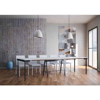 Konsole Banco Evolution mit anthrazitfarbenem Rahmen - Ausziehbare Konsole 90x40/300 cm Banco Evolution in Natureiche mit anthrazitfarbenem Rahmen