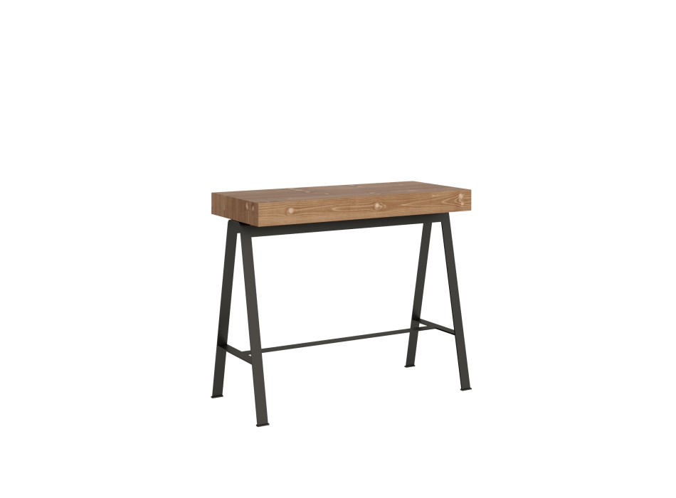 Banco Konsolentisch mit anthrazitfarbenem Gestell - Ausziehbarer Konsolentisch 90x40/190 cm Banco Small gebeizte Tanne mit anthrazitfarbenem Gestell