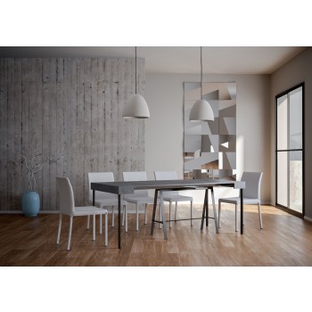 Banco Konsolentisch mit anthrazitfarbenem Gestell - Ausziehbarer Konsolentisch 90x40/196 cm Banco Small Weiße Esche mit anthrazitfarbenem Gestell