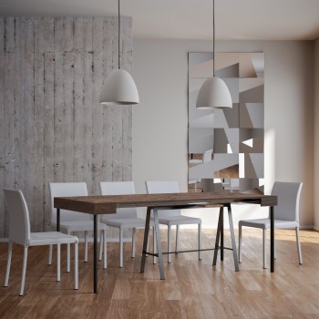 Banco Konsolentisch mit anthrazitfarbenem Gestell - Ausziehbarer Konsolentisch 90x40/196 cm Banco Small Weiße Esche mit anthrazitfarbenem Gestell