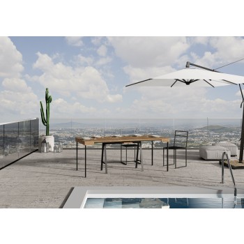 Konsolenbank mit Anthrazit-Rahmen - Ausziehbare Konsole 90x40/290 cm, Gebeizte Tannenbank mit Anthrazit-Rahmen