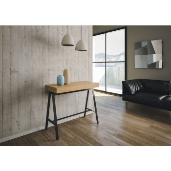 Banco Konsolentisch mit anthrazitfarbenem Gestell - Ausziehbarer Konsolentisch 90x40/300 cm Banco Premium Oak Nature Gestell mit anthrazitfarbenem Gestell