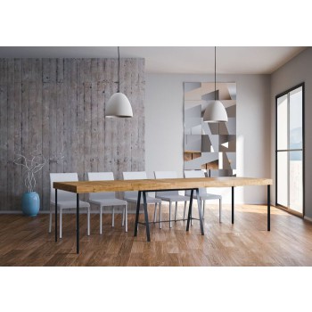 Banco Konsolentisch mit anthrazitfarbenem Gestell - Ausziehbarer Konsolentisch 90x40/300 cm Banco Premium Oak Nature Gestell mit anthrazitfarbenem Gestell