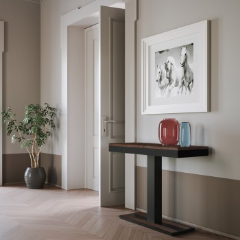 Capital Evolution Konsolentisch mit anthrazitfarbenem Gestell - Ausziehbarer Konsolentisch 90x40/196 cm Capital Small Evolution Natureiche mit anthrazitfarbenem Gestell