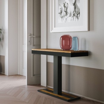 Capital Evolution Konsolentisch mit anthrazitfarbenem Gestell - Ausziehbarer Konsolentisch 90x40/196 cm Capital Small Evolution Natureiche mit anthrazitfarbenem Gestell