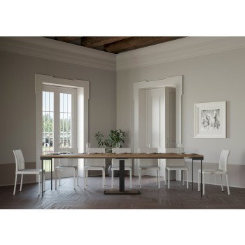 Capital Evolution Konsolentisch mit anthrazitfarbenem Gestell - Ausziehbarer Konsolentisch 90x40/290 cm Capital Evolution gebeizte Tanne mit anthrazitfarbenem Gestell