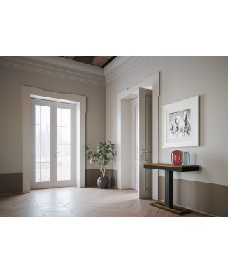 Capital Evolution Konsolentisch mit anthrazitfarbenem Gestell - Ausziehbarer Konsolentisch 90x40/290 cm Capital Evolution gebeizte Tanne mit anthrazitfarbenem Gestell