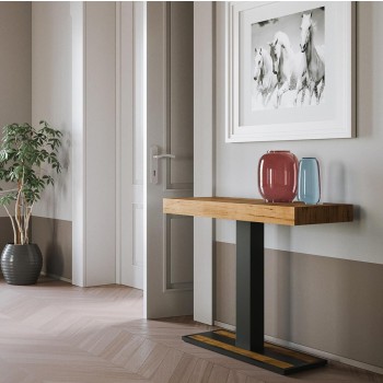 Capital Konsolentisch mit anthrazitfarbenem Gestell - Ausziehbarer Konsolentisch 90x40/196 cm Capital Small Weißesche mit anthrazitfarbenem Gestell