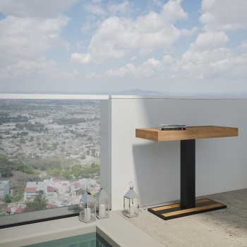 Capital Konsolentisch mit Anthrazit-Rahmen - Ausziehbarer Konsolentisch 90x40/300 cm Capital Weißesche mit Anthrazit-Rahmen