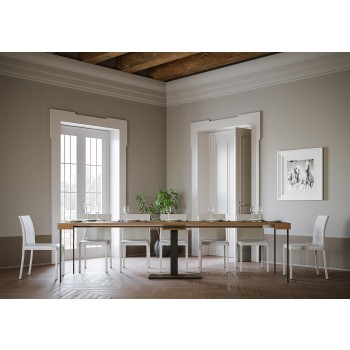 Capital Konsolentisch mit Anthrazit-Rahmen - Ausziehbarer Konsolentisch 90x40/300 cm Capital Weißesche mit Anthrazit-Rahmen