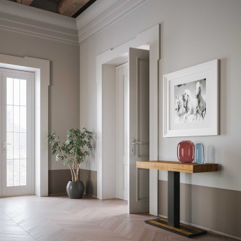 Capital Konsolentisch mit Anthrazit-Rahmen - Ausziehbarer Konsolentisch 90x40/300 cm Capital Weißesche mit Anthrazit-Rahmen